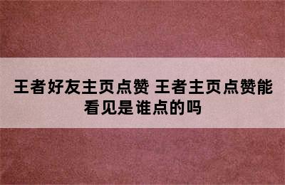 王者好友主页点赞 王者主页点赞能看见是谁点的吗